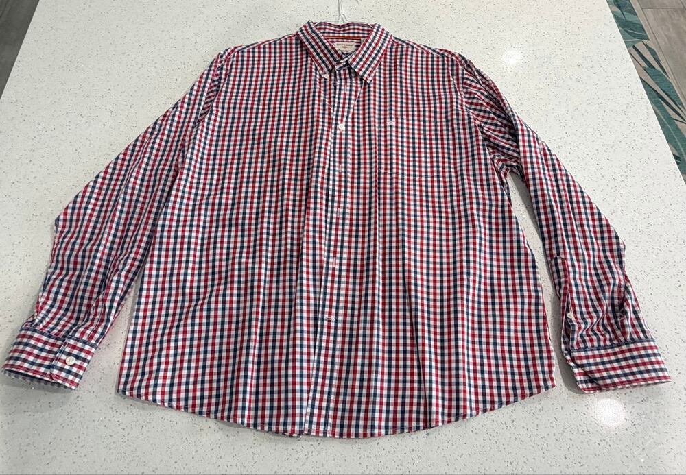 Vintage Dockers Long Sleeve Shirt Red White & Blue Size XXL